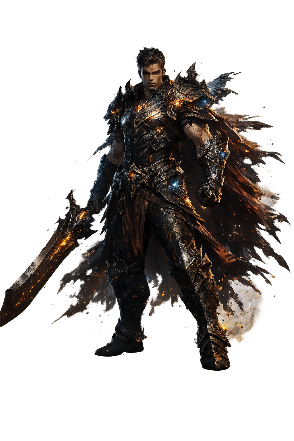 Male warrior standing ready for battle